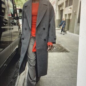 Zara woman’s long Gray Double-Breasted Coat